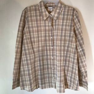 NWT MOTHERHOOD MATERNITY XL PLAID COTTON BLOUSE